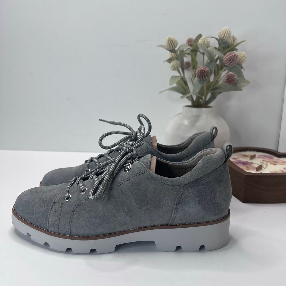 Vionic Ballari Suede Lace-Up Oxfords Loafer Shoes Gray Women’s 8.5M NWOB